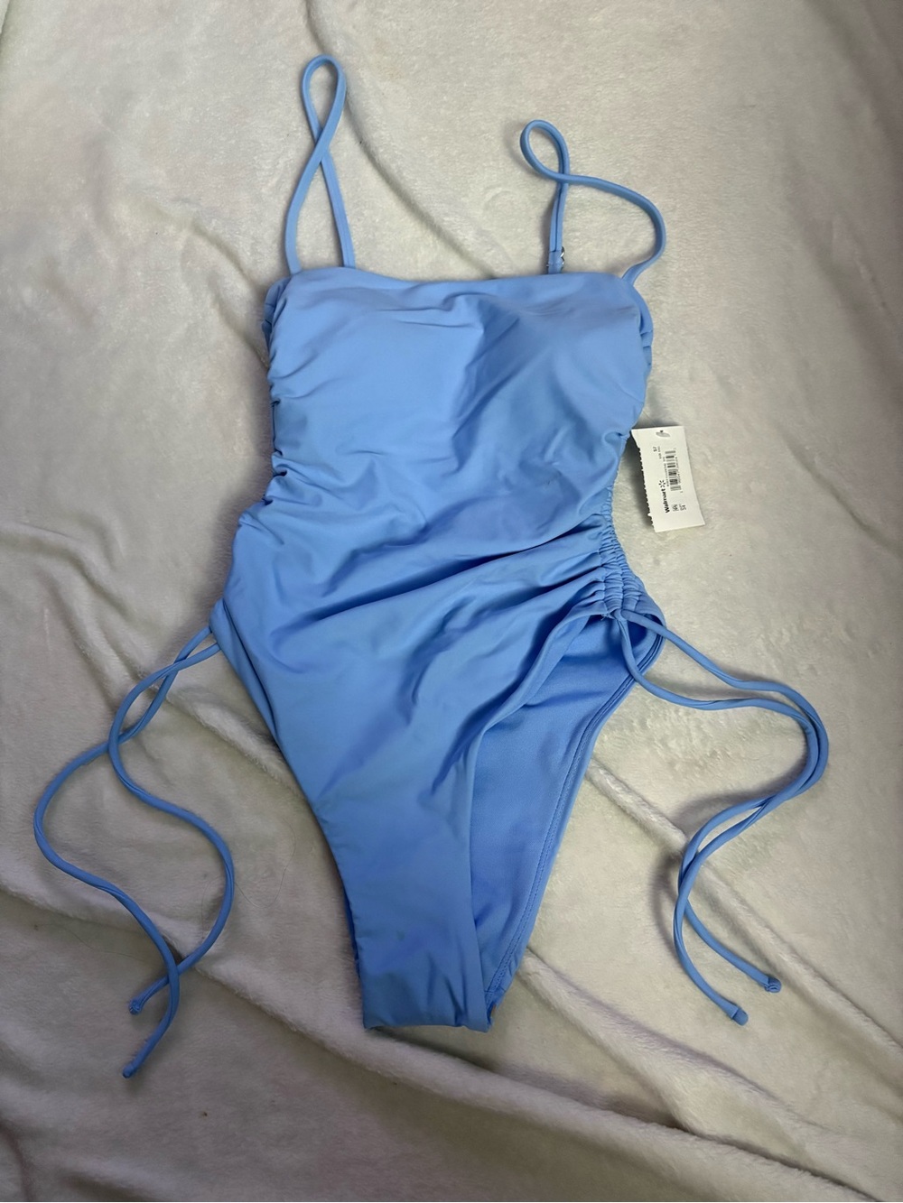 No Boundaries Light Blue One-Piece Swimsuit with Side Ties